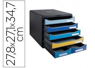 Fichero cajones sobremesa exacompta big box maxi bee blue 6 cajones colores surtidos