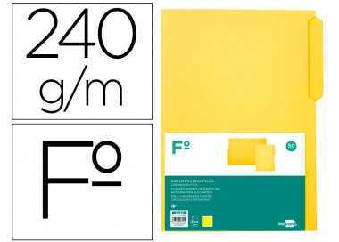 Subcarpeta cartulina liderpapel folio pestaña superior 240g/m2 color amarillo