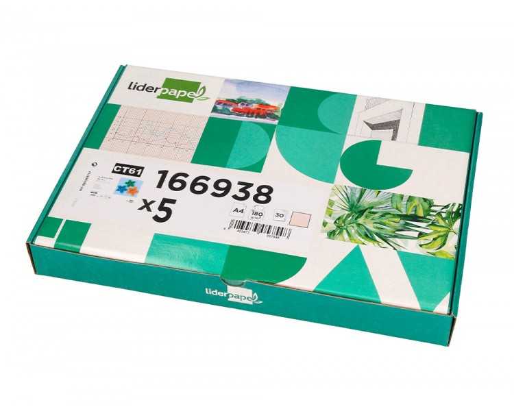 Cartulina liderpapel a4 180g/m2 crema paquete de 25+5 hojas