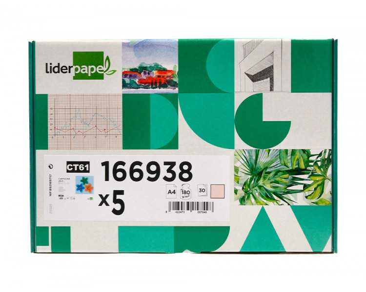 Cartulina liderpapel a4 180g/m2 crema paquete de 25+5 hojas