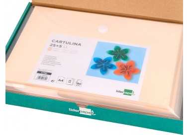 Cartulina liderpapel a4 180g/m2 crema paquete de 25+5 hojas