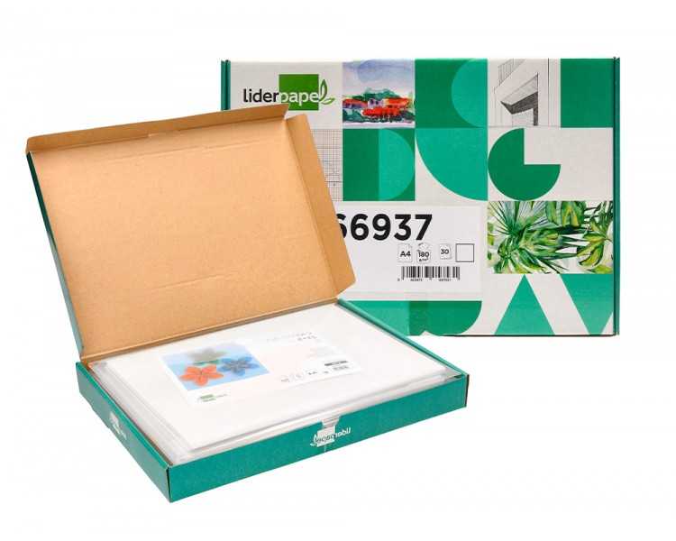 Cartulina liderpapel a4 180g/m2 blanco paquete de 25+5 hojas