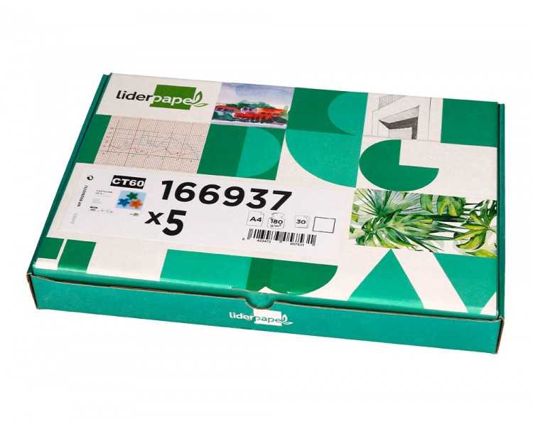 Cartulina liderpapel a4 180g/m2 blanco paquete de 25+5 hojas