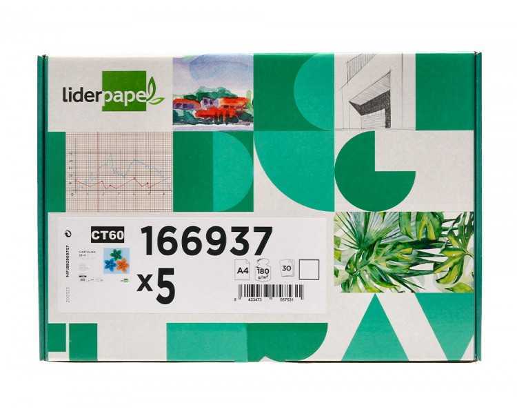 Cartulina liderpapel a4 180g/m2 blanco paquete de 25+5 hojas