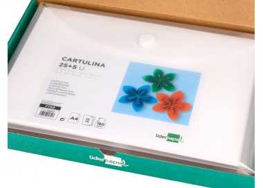 Cartulina liderpapel a4 180g/m2 blanco paquete de 25+5 hojas