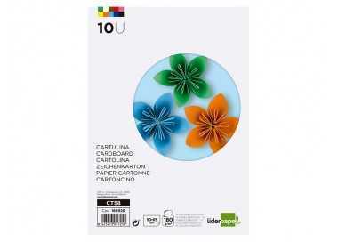 Cartulina liderpapel 50x65 cm 180g/m2 10 colores surtidos paquete de 10 hojas