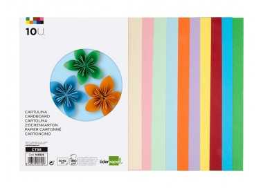 Cartulina liderpapel 50x65 cm 180g/m2 10 colores surtidos paquete de 10 hojas