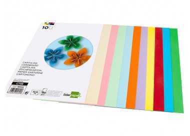 Cartulina liderpapel 50x65 cm 180g/m2 10 colores surtidos paquete de 10 hojas