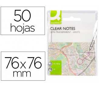 Bloc de notas adhesivas quita y pon q-connect 76x76 mm removible plastico translucido blanco 50 hojas