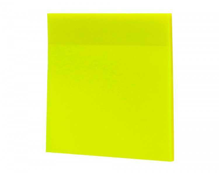 Bloc de notas adhesivas quita y pon q-connect 76x76 mm removible plastico translucido amarillo neon con 50 hojas