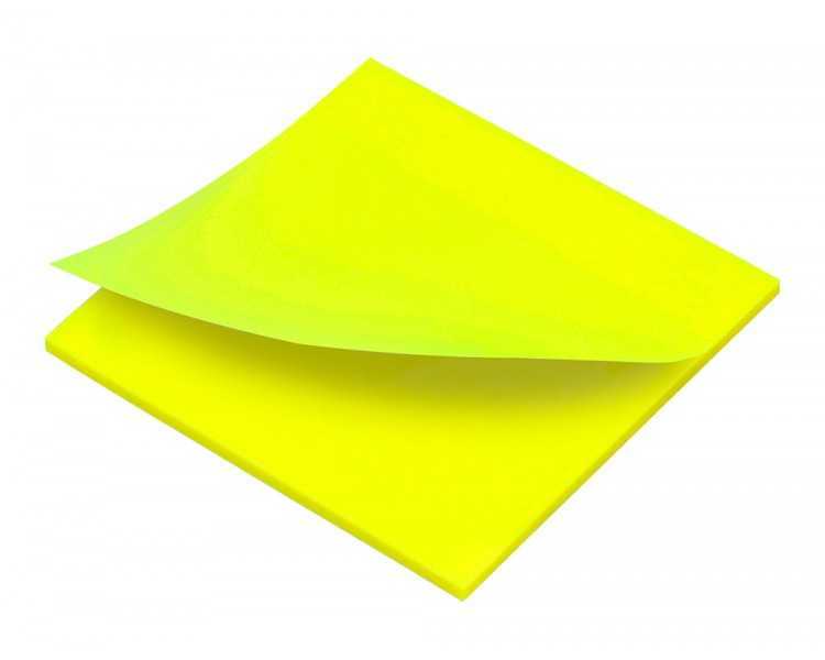 Bloc de notas adhesivas quita y pon q-connect 76x76 mm removible plastico translucido amarillo neon con 50 hojas