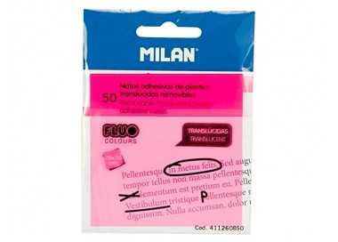 Bloc de notas adhesivas quita y pon milan 76x76 mm removible plastico translucido rosa fluor 50 hojas Bloc de notas adhesivas quita y pon milan 76x76 mm removible plastico translucido rosa fluor 50 hojas