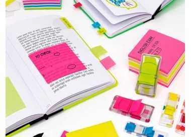 Bloc de notas adhesivas quita y pon milan 76x76 mm removible plastico translucido rosa fluor 50 hojas Bloc de notas adhesivas quita y pon milan 76x76 mm removible plastico translucido rosa fluor 50 hojas