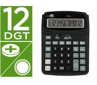 Calculadora liderpapel sobremesa xf39 12 digitos solar y pilas color negro 190x140x32 mm 40% reciclada