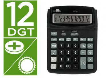 Calculadora liderpapel sobremesa xf39 12 digitos solar y pilas color negro 190x140x32 mm 40% reciclada