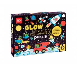 Puzle apli fluorescente espacio 60 piezas tamaño 6x6 cm