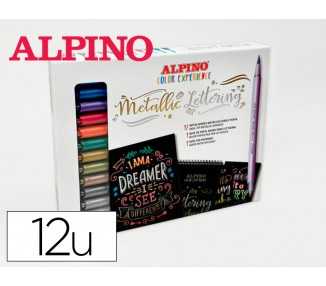 Rotulador alpino metallic lettering doble punta estuche de 12 unidades colores surtidos