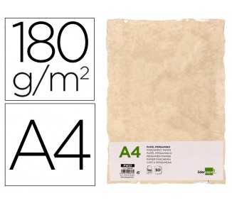 Papel pergamino liderpapel din a4 con bordes 180g/m2 color crema paquete de 50 hojas