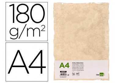 Papel pergamino liderpapel din a4 con bordes 180g/m2 color crema paquete de 50 hojas