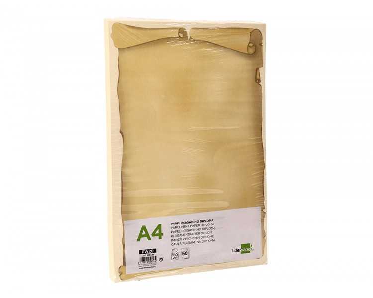 Papel pergamino liderpapel din a4 diploma 180 g/m2 paquete de 50 hojas