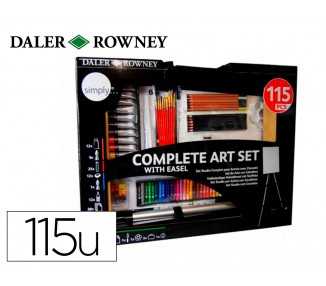 Set de pinturas daler rowney 115 piezas con caballete de aluminio plegable 457x73x584 mm