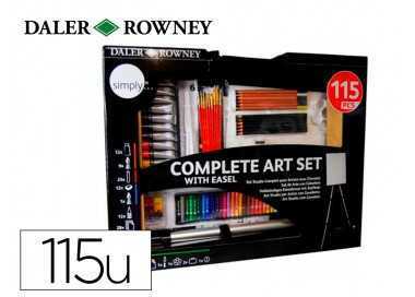 Set de pinturas daler rowney 115 piezas con caballete de aluminio plegable 457x73x584 mm
