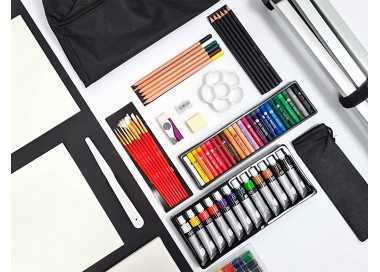 Set de pinturas daler rowney 115 piezas con caballete de aluminio plegable 457x73x584 mm Set de pinturas daler rowney 115 piezas con caballete de aluminio plegable 457x73x584 mm