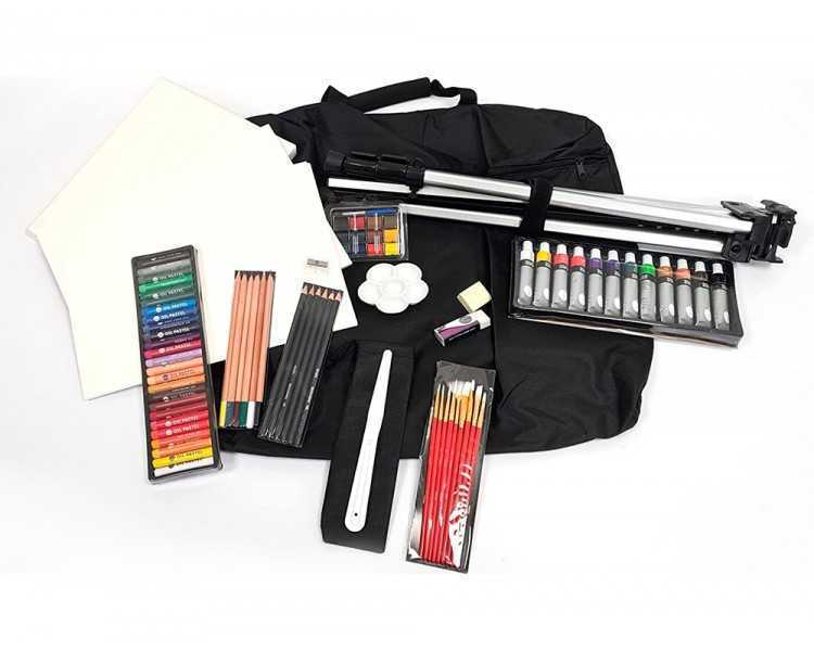 Set de pinturas daler rowney 115 piezas con caballete de aluminio plegable 457x73x584 mm