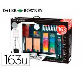 Set de pinturas daler rowney 163 piezas con caballete de aluminio plegable 500x70x727 mm