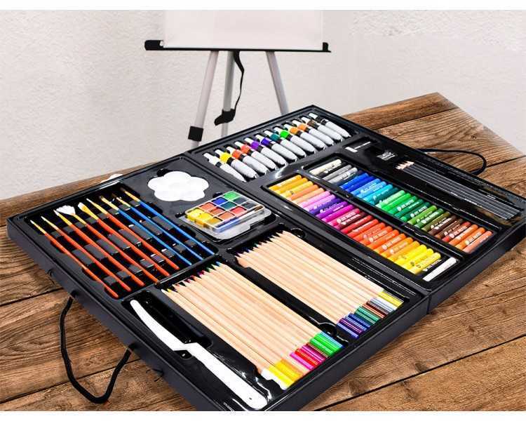 Set de pinturas daler rowney 163 piezas con caballete de aluminio plegable 500x70x727 mm