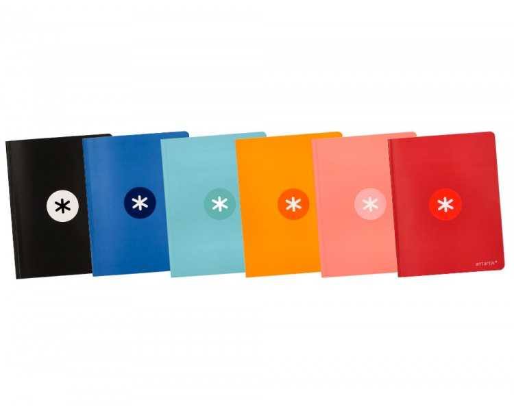 Libreta antartik a5+ plus cosida 48 hojas 90g/m2 cuadro 4mm con margen 6 colores surtidos