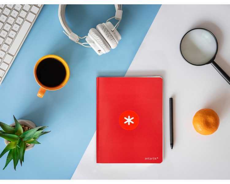Libreta antartik a5+ plus cosida 48 hojas 90g/m2 cuadro 4mm con margen 6 colores surtidos