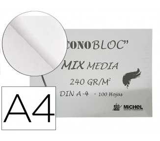 Bloc dibujo multitecnicas michel econobloc mix media din a4 encolado 100 hojas 240 gr/m2 210x297 mm