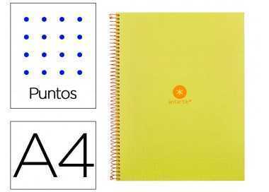 Cuaderno espiral a4 micro antartik dots tapa forrada 80h 90 gr rayado puntos 1 banda 4 taladros amarillo