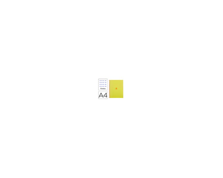 Cuaderno espiral a4 micro antartik dots tapa forrada 80h 90 gr rayado puntos 1 banda 4 taladros amarillo