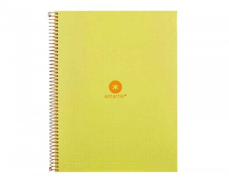 Cuaderno espiral a4 micro antartik dots tapa forrada 80h 90 gr rayado puntos 1 banda 4 taladros amarillo