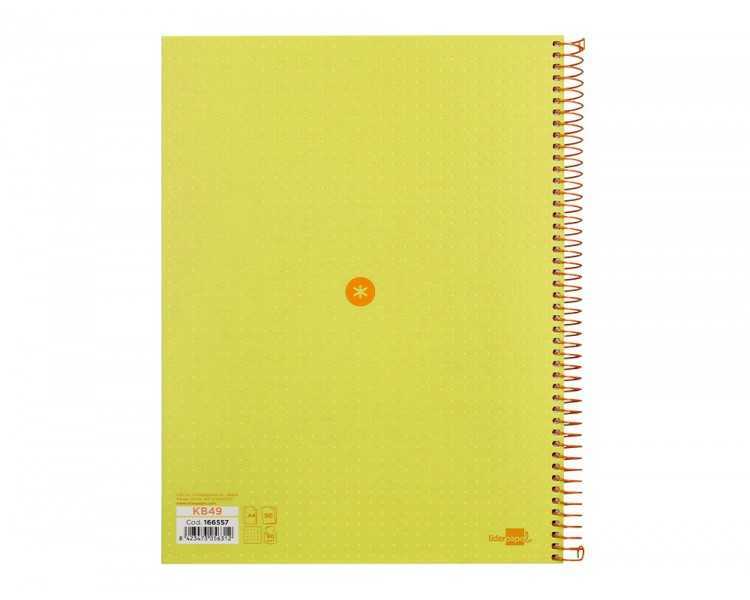 Cuaderno espiral a4 micro antartik dots tapa forrada 80h 90 gr rayado puntos 1 banda 4 taladros amarillo