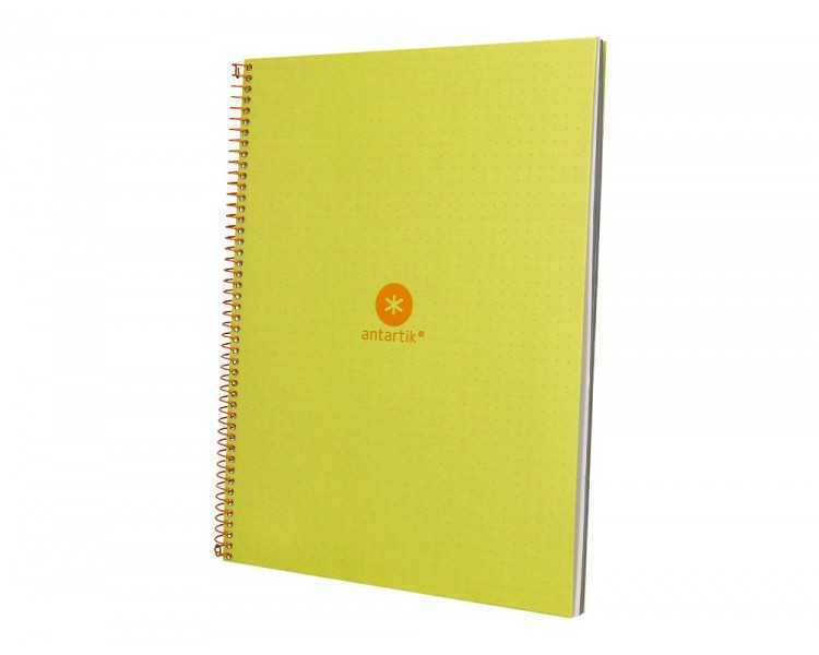Cuaderno espiral a4 micro antartik dots tapa forrada 80h 90 gr rayado puntos 1 banda 4 taladros amarillo