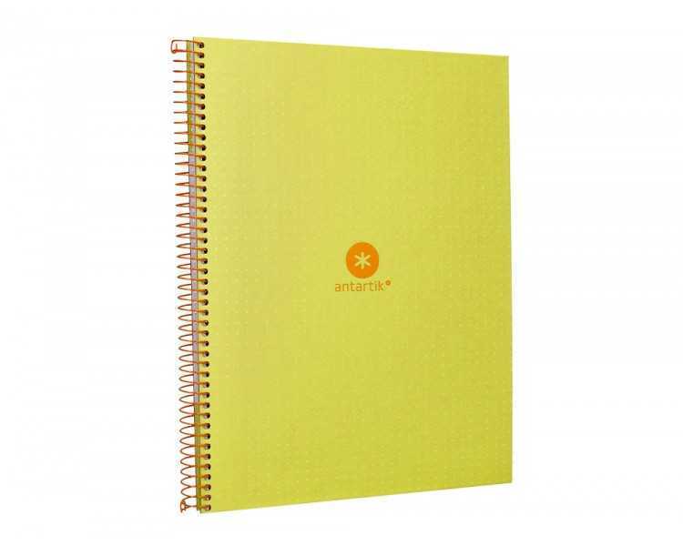 Cuaderno espiral a4 micro antartik dots tapa forrada 80h 90 gr rayado puntos 1 banda 4 taladros amarillo