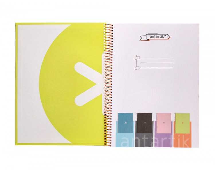 Cuaderno espiral a4 micro antartik dots tapa forrada 80h 90 gr rayado puntos 1 banda 4 taladros amarillo