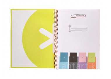 Cuaderno espiral a4 micro antartik dots tapa forrada 80h 90 gr rayado puntos 1 banda 4 taladros amarillo