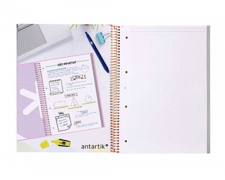 Cuaderno espiral a4 micro antartik dots tapa forrada 80h 90 gr rayado puntos 1 banda 4 taladros amarillo