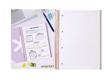 Cuaderno espiral a4 micro antartik dots tapa forrada 80h 90 gr rayado puntos 1 banda 4 taladros amarillo