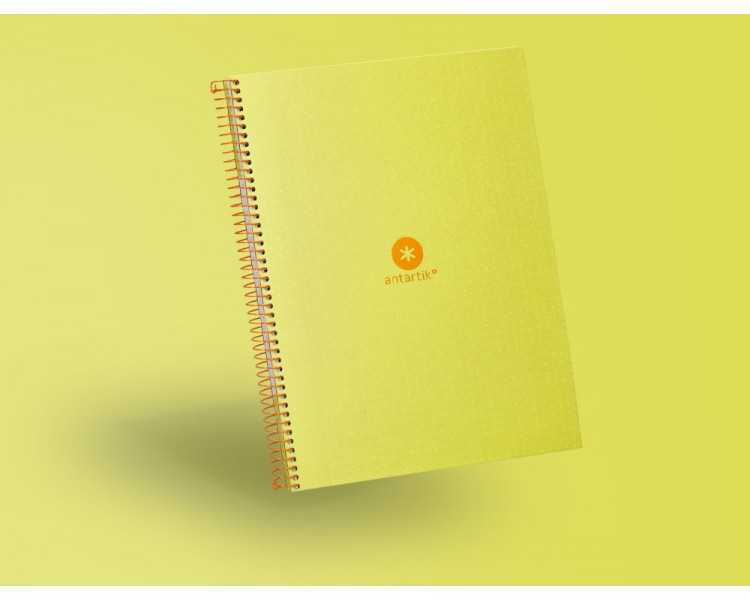 Cuaderno espiral a4 micro antartik dots tapa forrada 80h 90 gr rayado puntos 1 banda 4 taladros amarillo