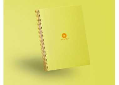 Cuaderno espiral a4 micro antartik dots tapa forrada 80h 90 gr rayado puntos 1 banda 4 taladros amarillo