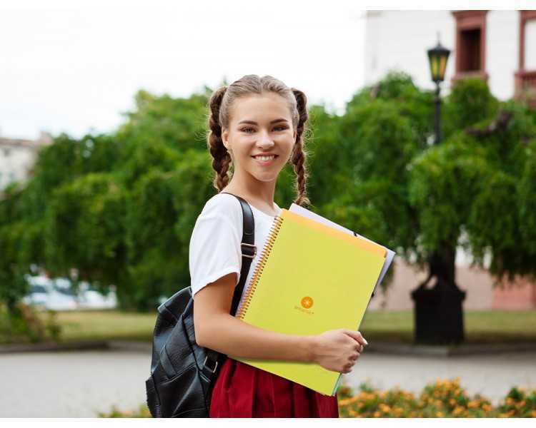 Cuaderno espiral a4 micro antartik dots tapa forrada 80h 90 gr rayado puntos 1 banda 4 taladros amarillo