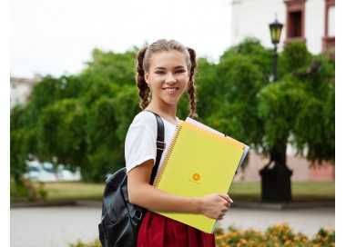 Cuaderno espiral a4 micro antartik dots tapa forrada 80h 90 gr rayado puntos 1 banda 4 taladros amarillo