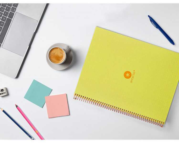 Cuaderno espiral a4 micro antartik dots tapa forrada 80h 90 gr rayado puntos 1 banda 4 taladros amarillo