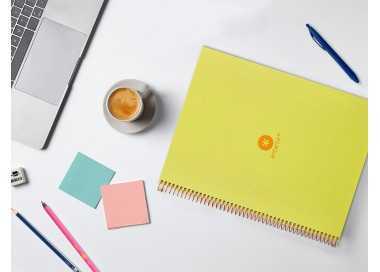 Cuaderno espiral a4 micro antartik dots tapa forrada 80h 90 gr rayado puntos 1 banda 4 taladros amarillo