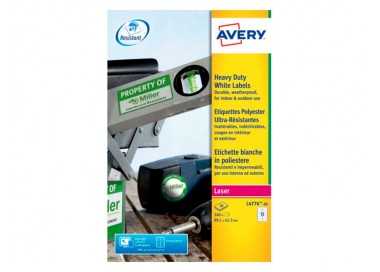 Etiqueta adhesiva resistente avery poliester blanco laser 99,1x42,3 mm caja de 240 unidades